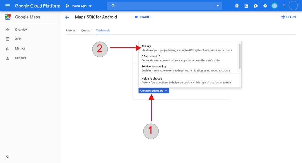 Create Credentials Google Maps Api Key