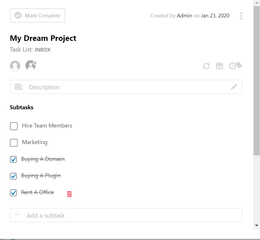 WP Project Manager Subtasks