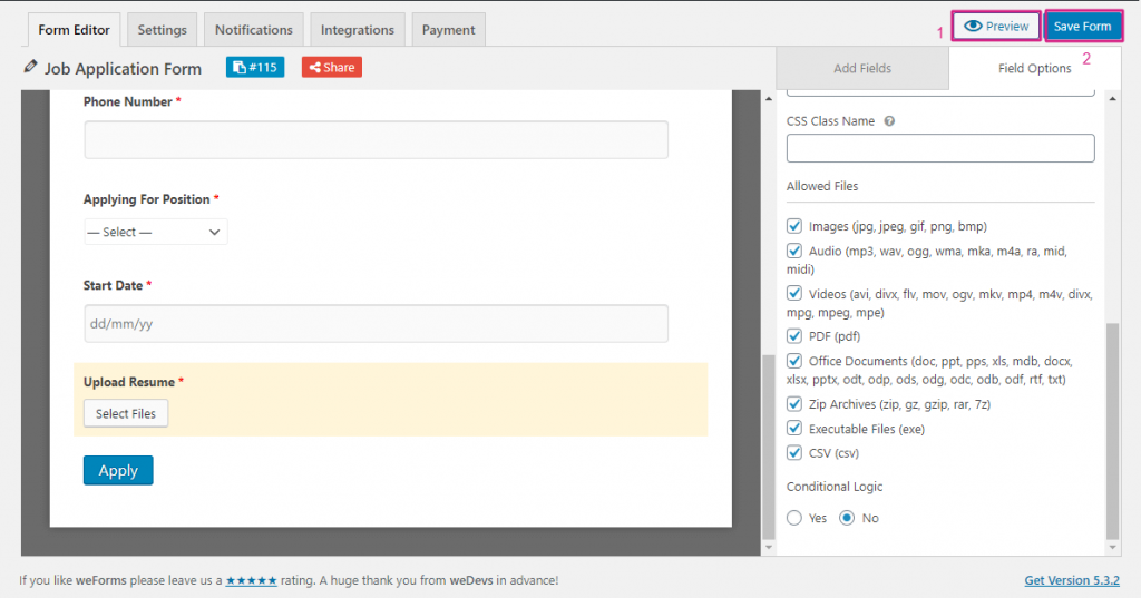 How To Create A Job Application Form In Wordpress Wedevs 3684