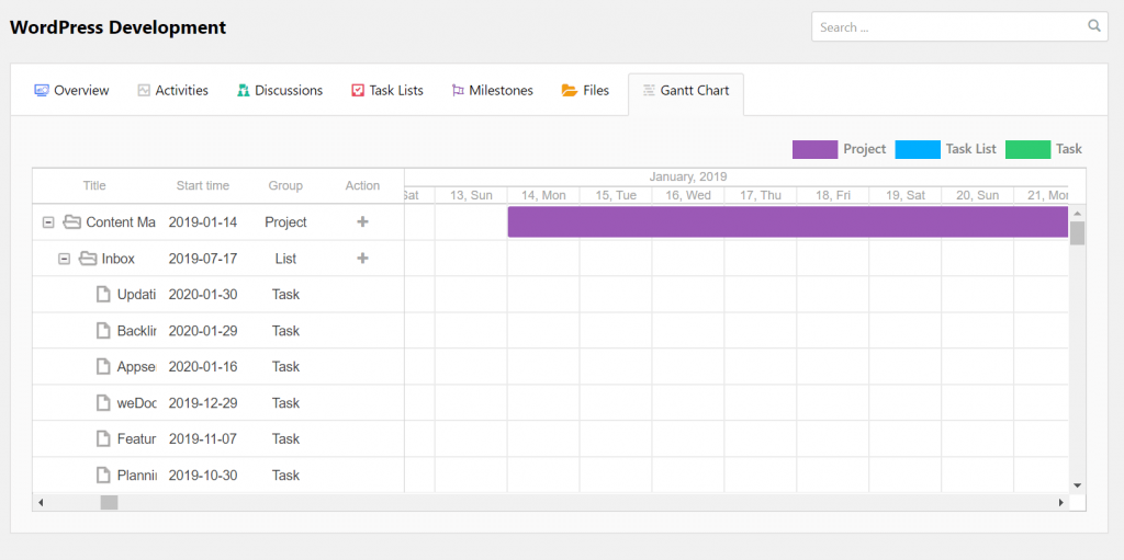 Gantt Chart_project tracking dashboard