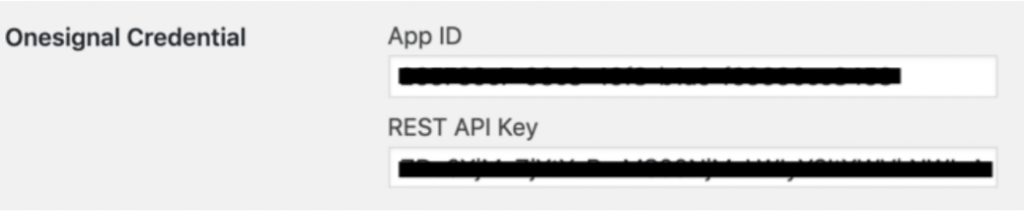 This image shows OneSignal credential