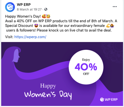 This image shows a retargeting ad for happy women's day 