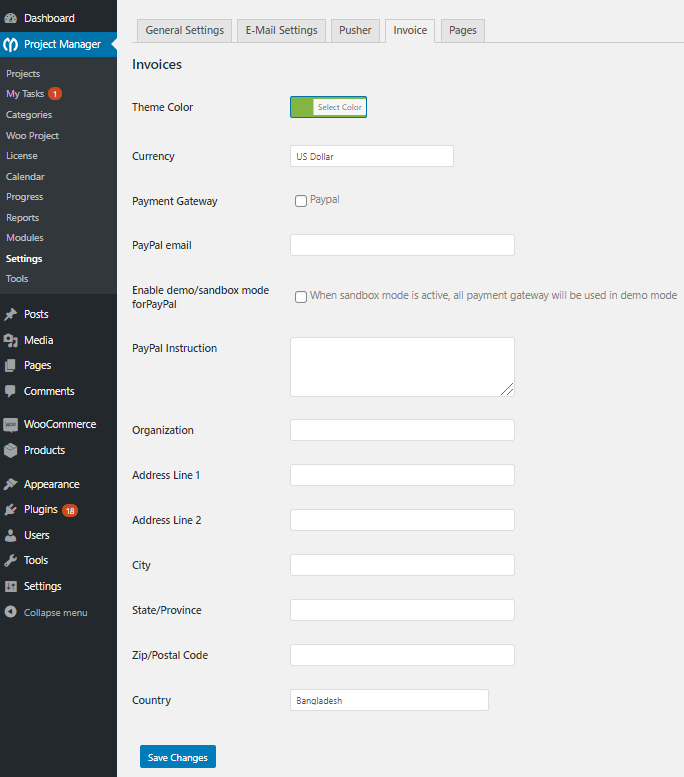 settings woocommerce order module