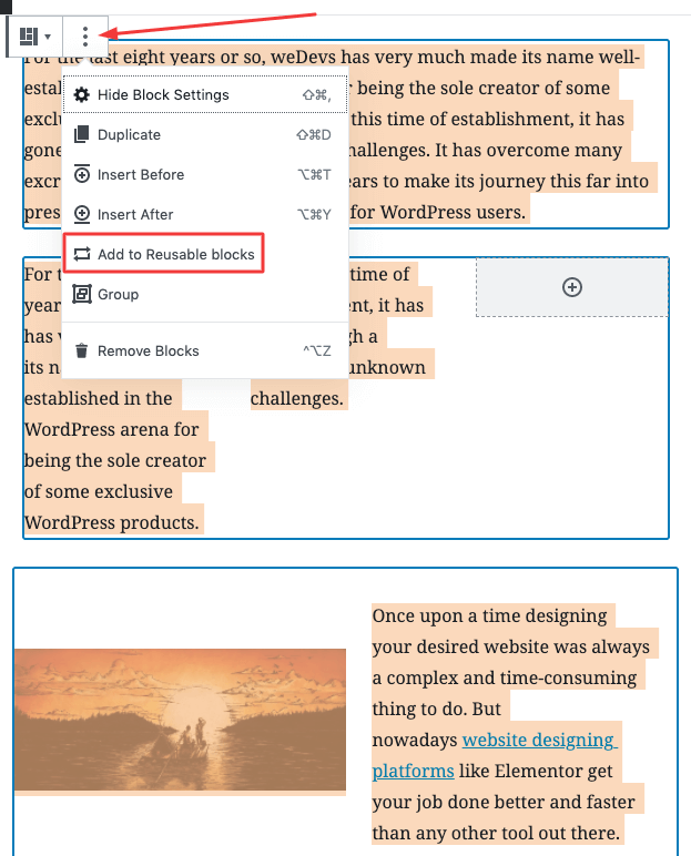 create reusable block in gutenberg