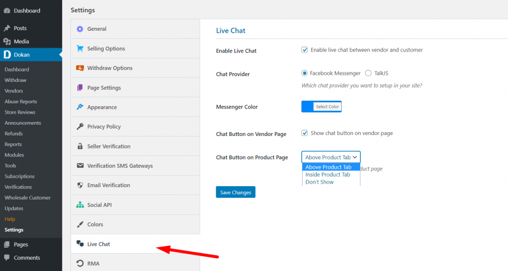 Live Chat Dokan Doc