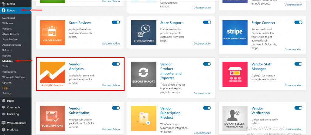 Activate Vendor Analytics module