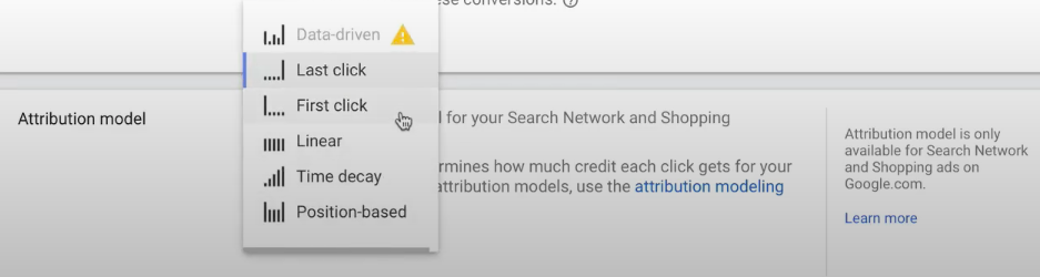 Attribution Model Google ads