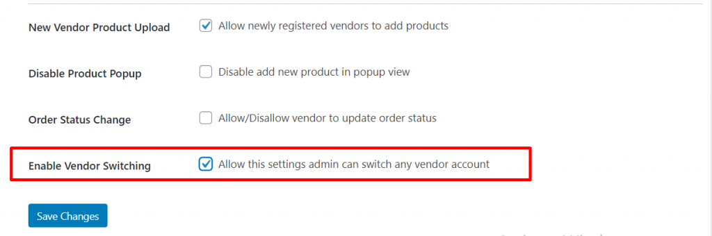 enable the vendor switching option