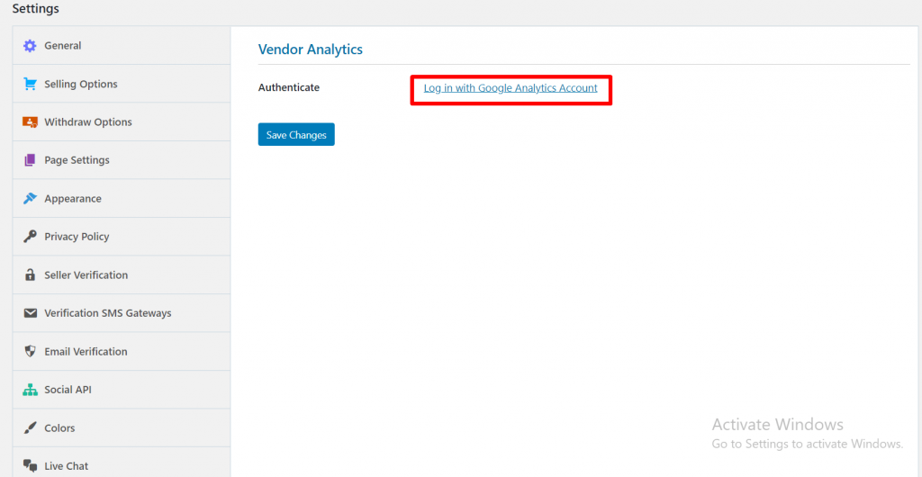 login vendor analytics