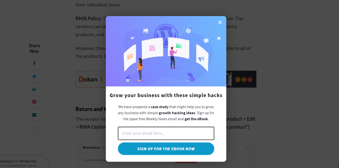 pop-ups on websites