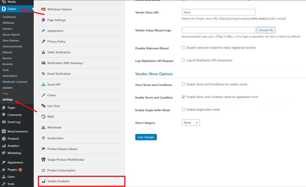 this is a screenshot of settings vendor analytics
