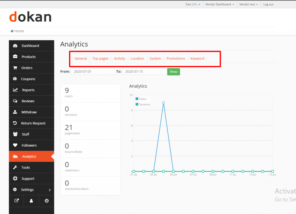 this is a screenshot of store metrics