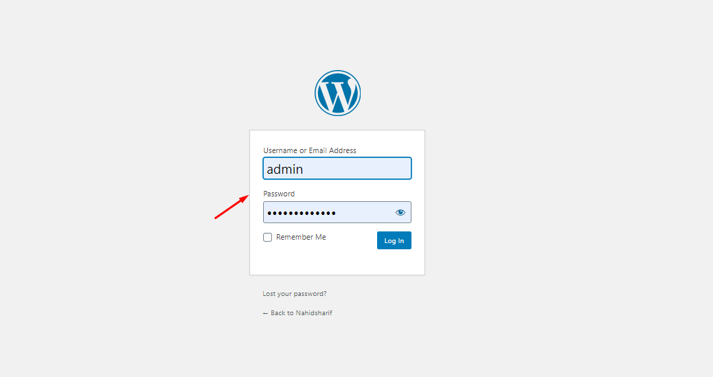 This image shows the customization part of the WordPress installation.