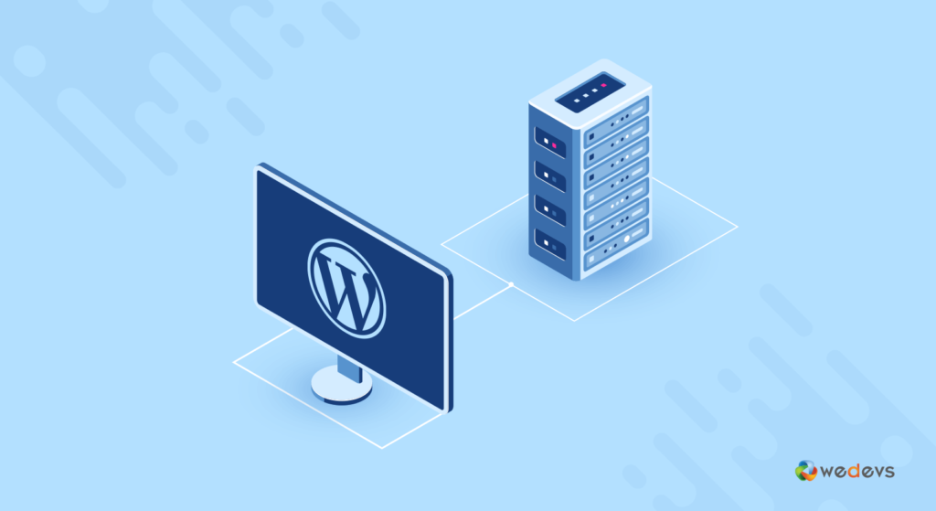 An illustration that's showing a laptop and a server to optimize the database.