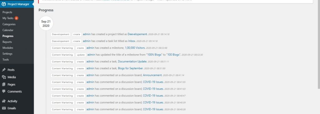 Progress- WordPress Project Manager Plugin
