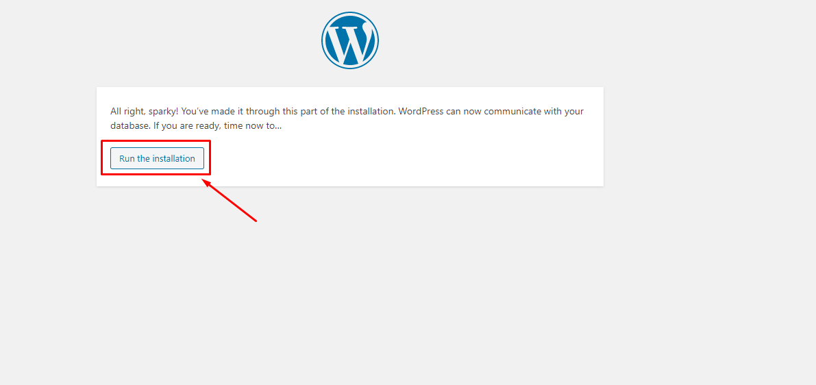 This image shows the customization part of the WordPress installation.