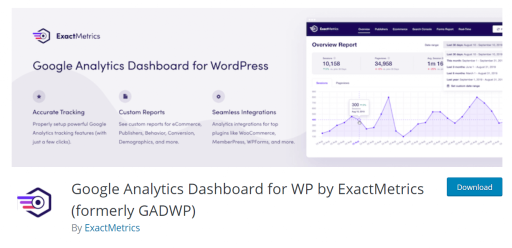 A screenshot of the Google Analytics Dashboard plugin from WordPress.org