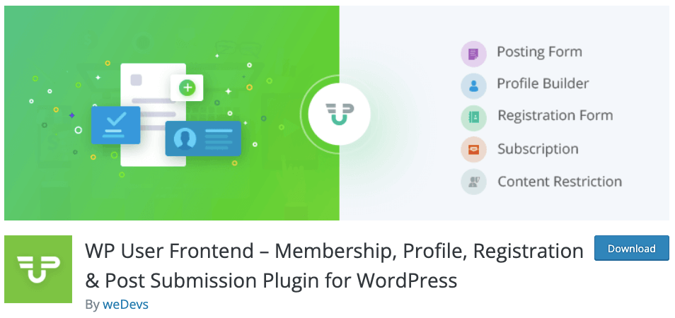 WP user frontend a plugin of WordPress