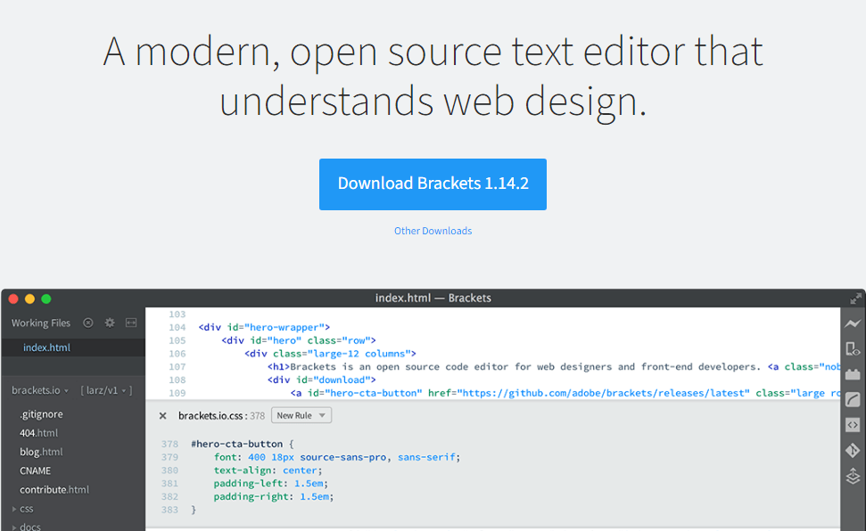 brackets text editor for programmer