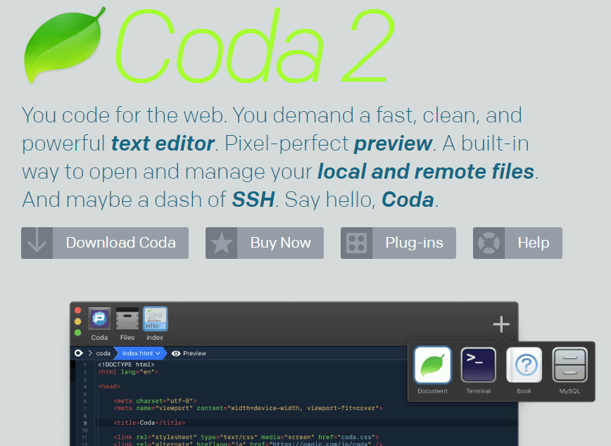 coda2-best text editors for developers