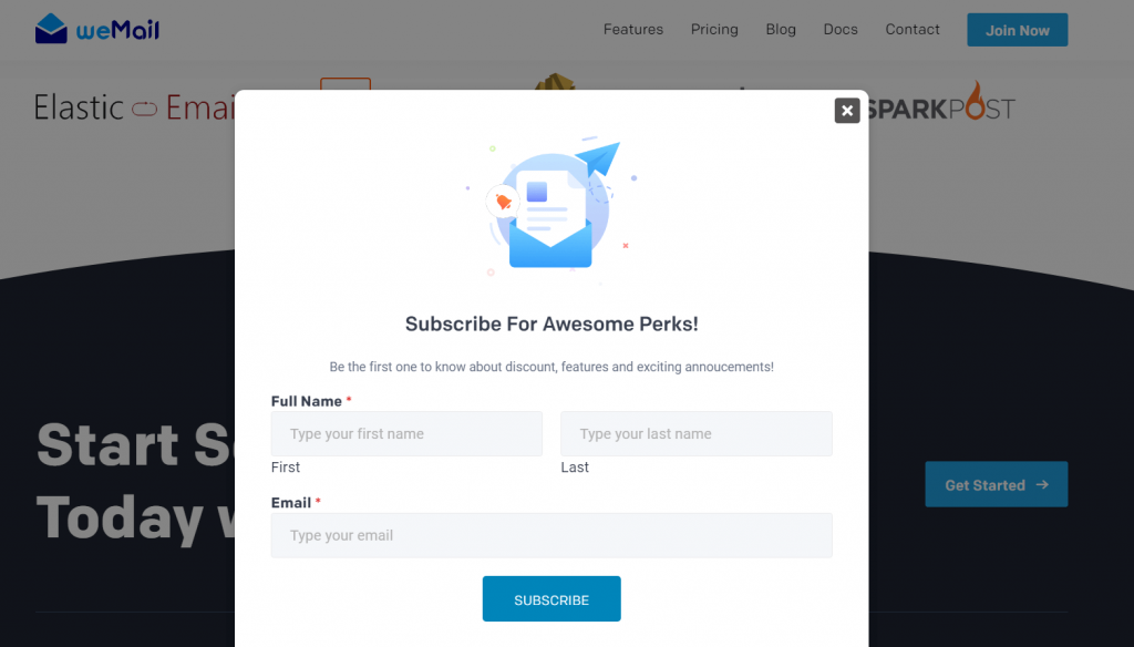 A screenshot for wemail welcome mat that offers special deals 