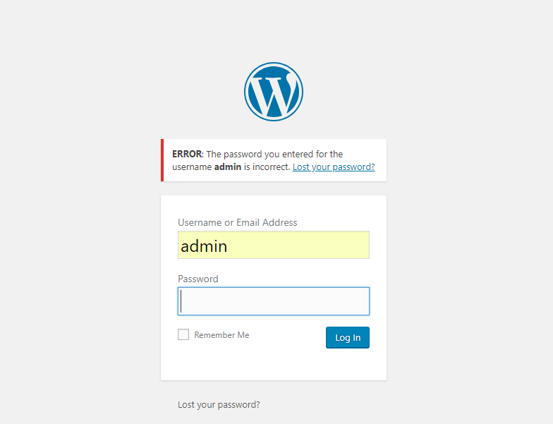 This image shows the login page of a WordPress site