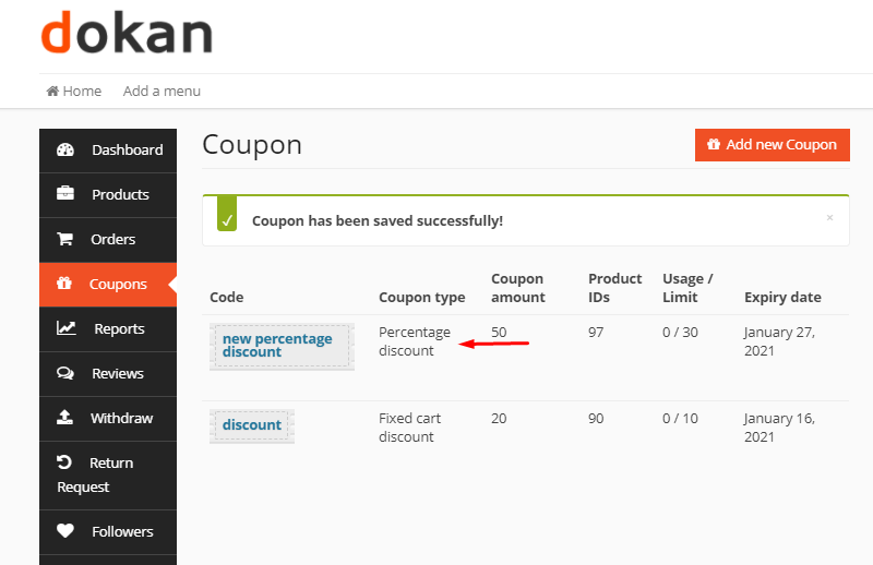 This is an image that shows the percentage of the percentage coupon