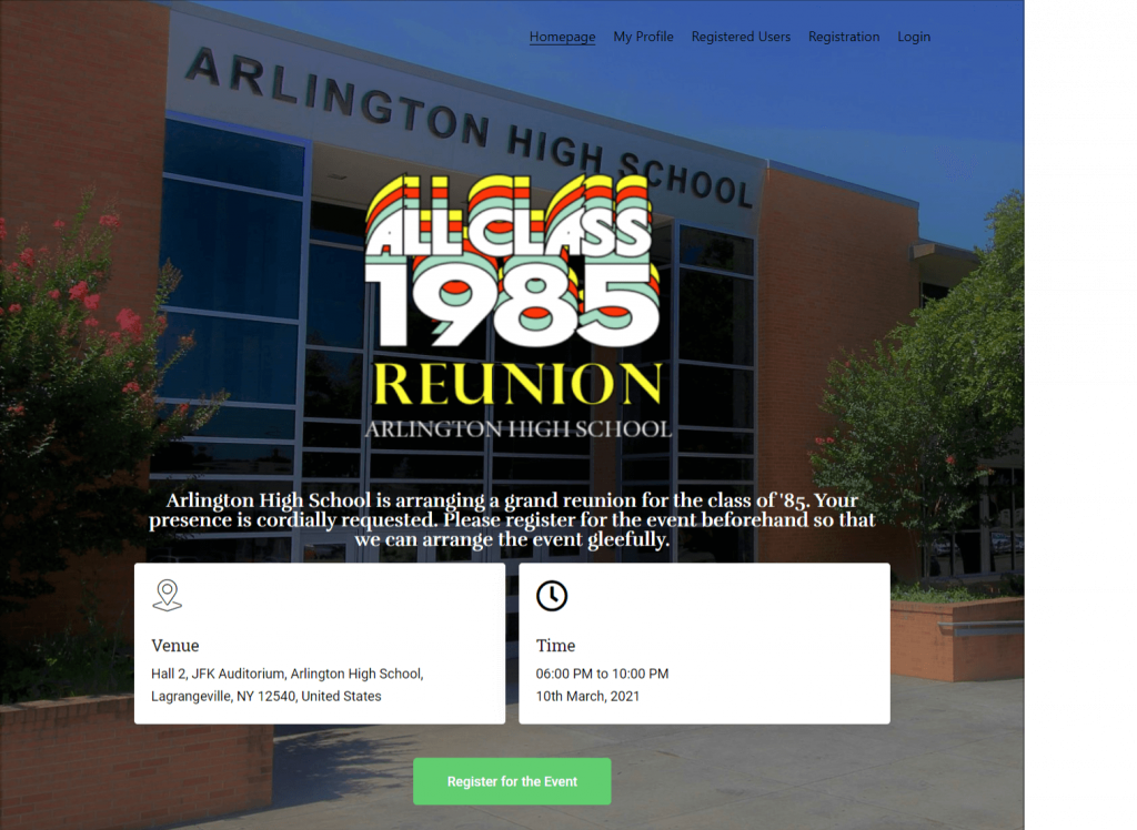 High School Reunion Website