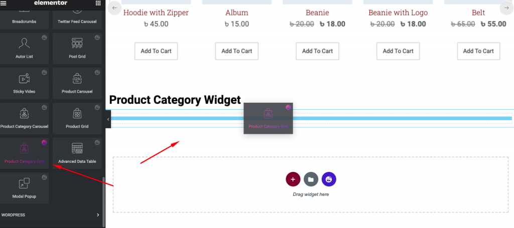 Product category widget