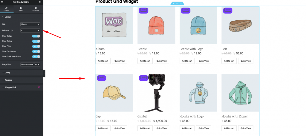 product grid widget