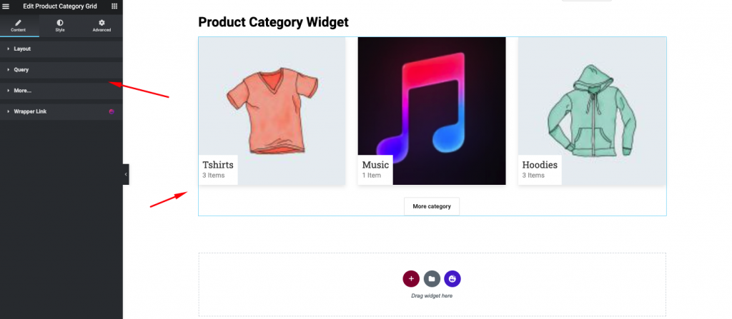 Settings of Product category