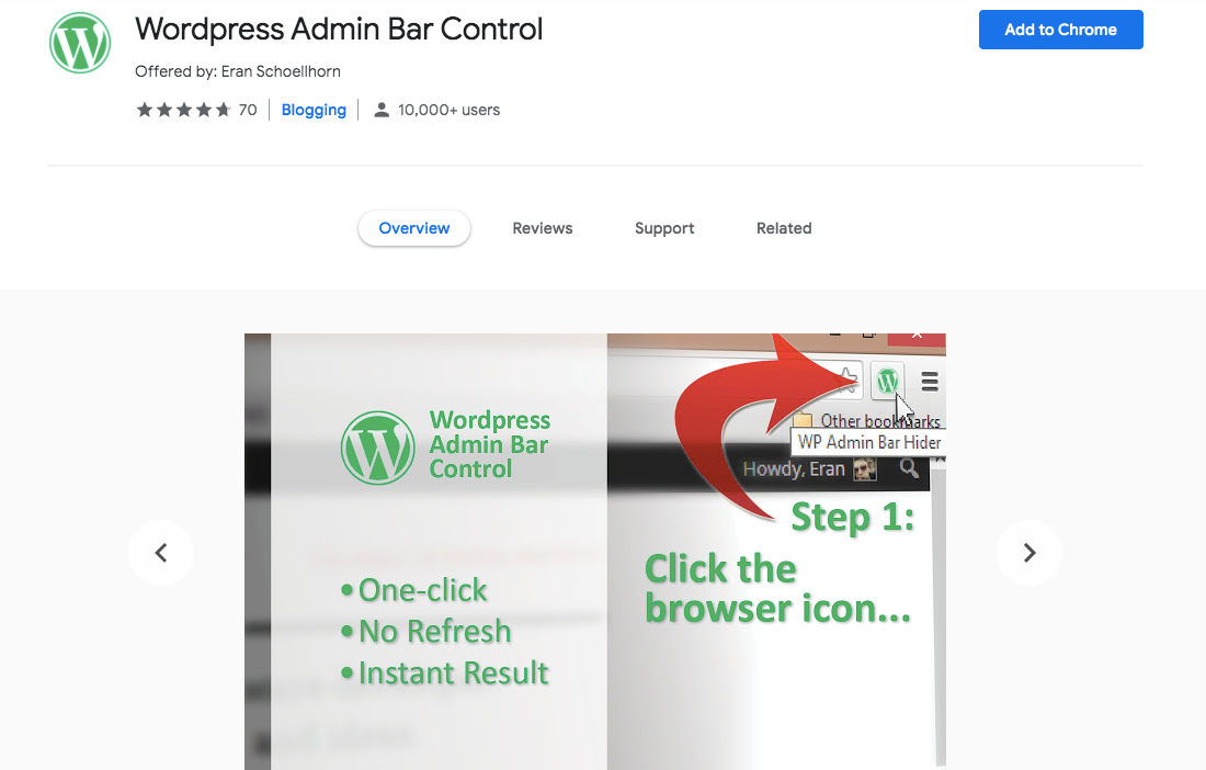 WordPress admin control Chrome extension