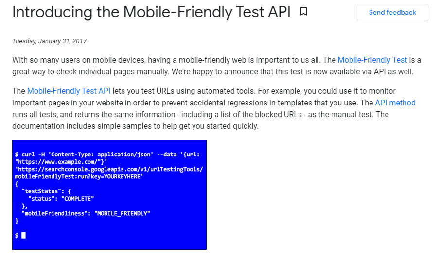 mobile-friendly test for developers