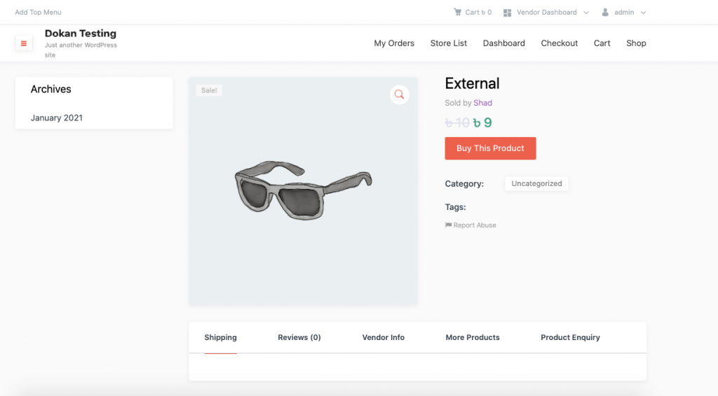 This is a screenshot of the external product type from the frontend view
