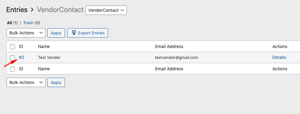 Create Vendor Contact Form