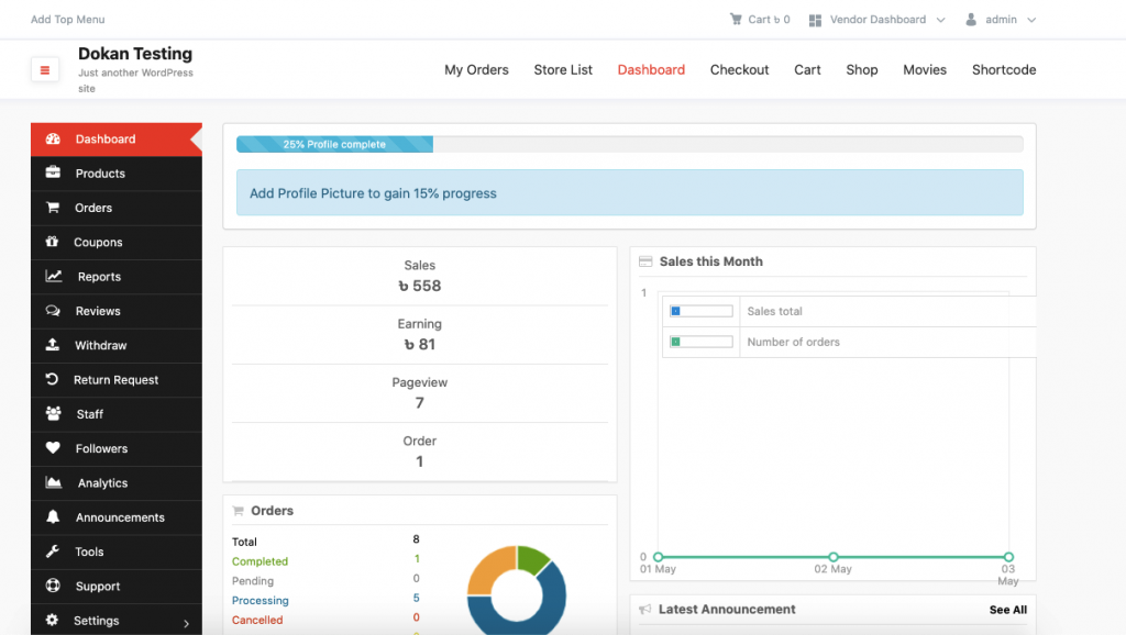 Vendor Dashboard