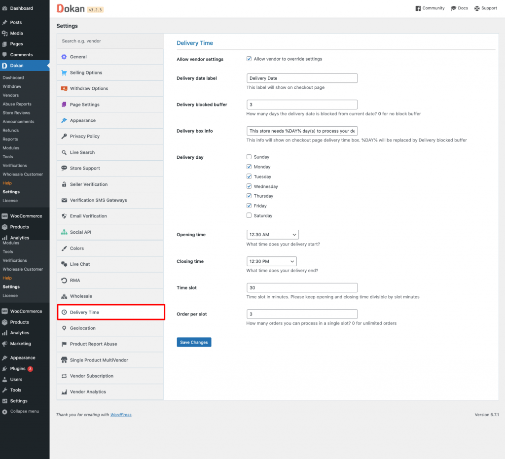 Delivery Time Module choose delivery date