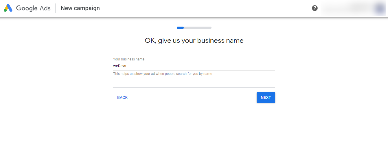 Set your business name