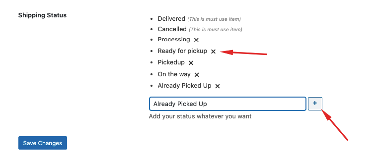 This is a screenshot of the Dokan shipping status settings in the WordPress dashboard_eCommerce shipment tracking