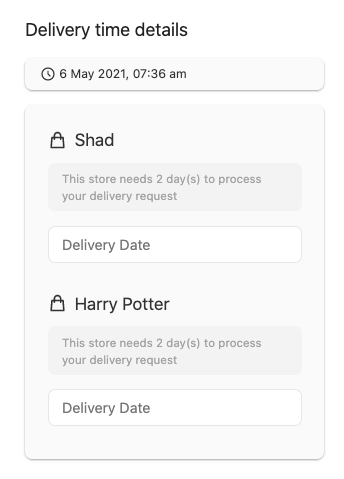 this is a screenshot of delivery time select