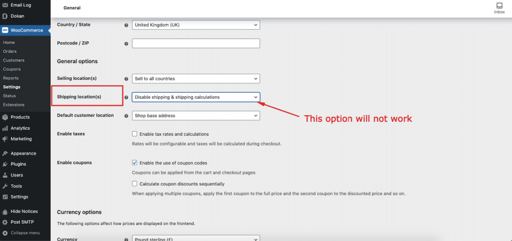 This image shows Disable WooCommerce shipping
