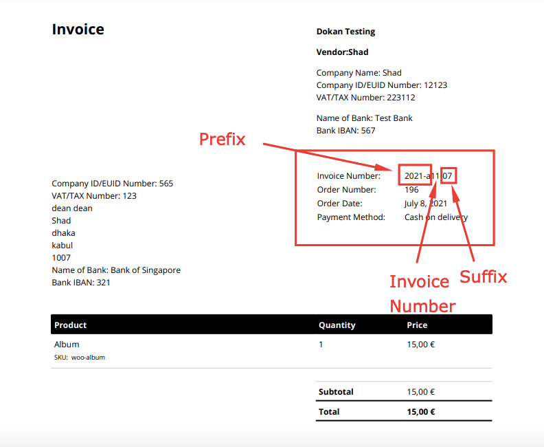 this is a screenshot of  invoice admin