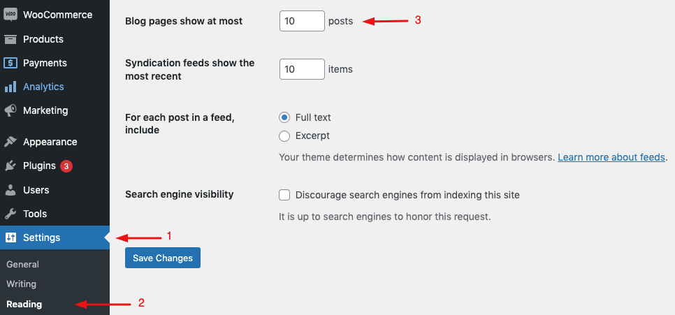 set post limit from woocommerce setting