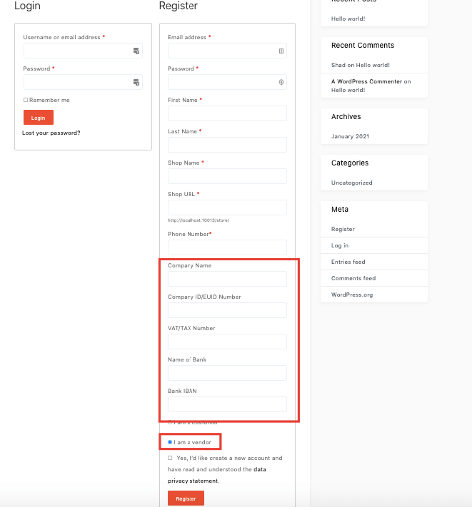 vendor registration form