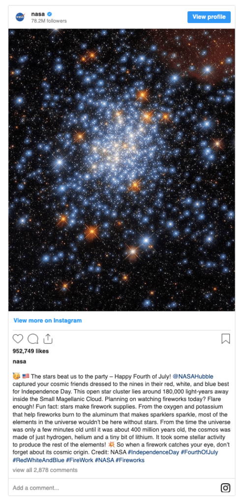 Nasa using Hashtags