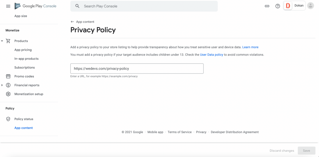 Privacy policy