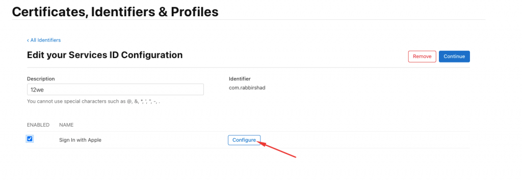 This image shows how to configure service id