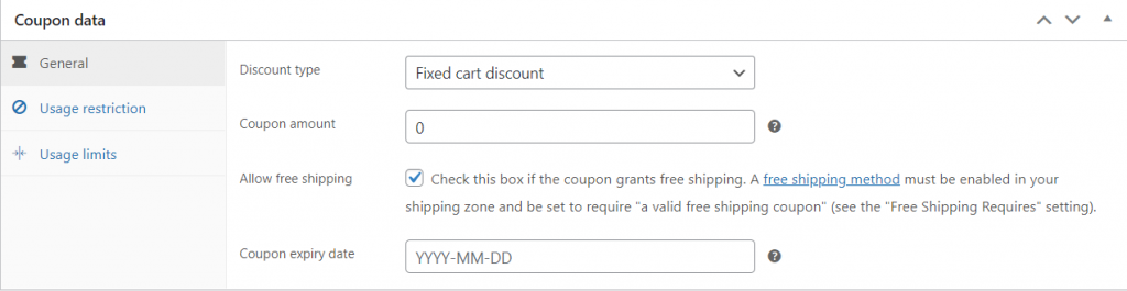 A screenshot of WooCommerce  free shipping