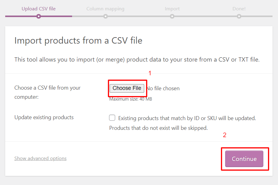 import csv file on site