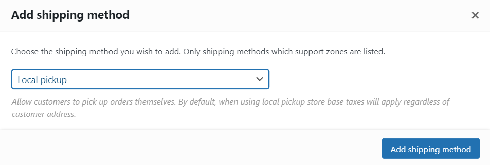 A screenshot of WooCommerce local pickup settings